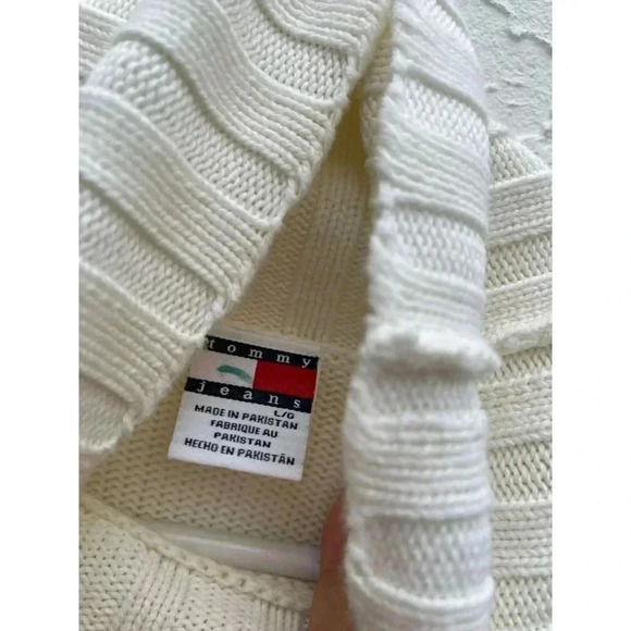 Tommy Hilfiger Womens Pullover Long Sleeve Turtle Neck Sweater White Sz L - Picture 3 of 6